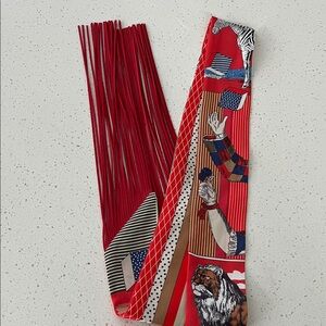 Red Patterned Silk twilly